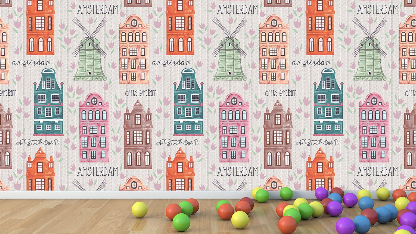 Amsterdam Temalı Duvar Kumaşı