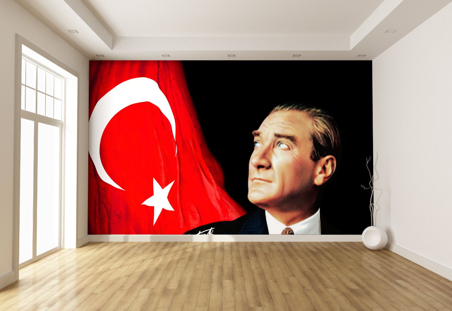 Ay Yıldız Atam Temalı Duvar Kumaşı