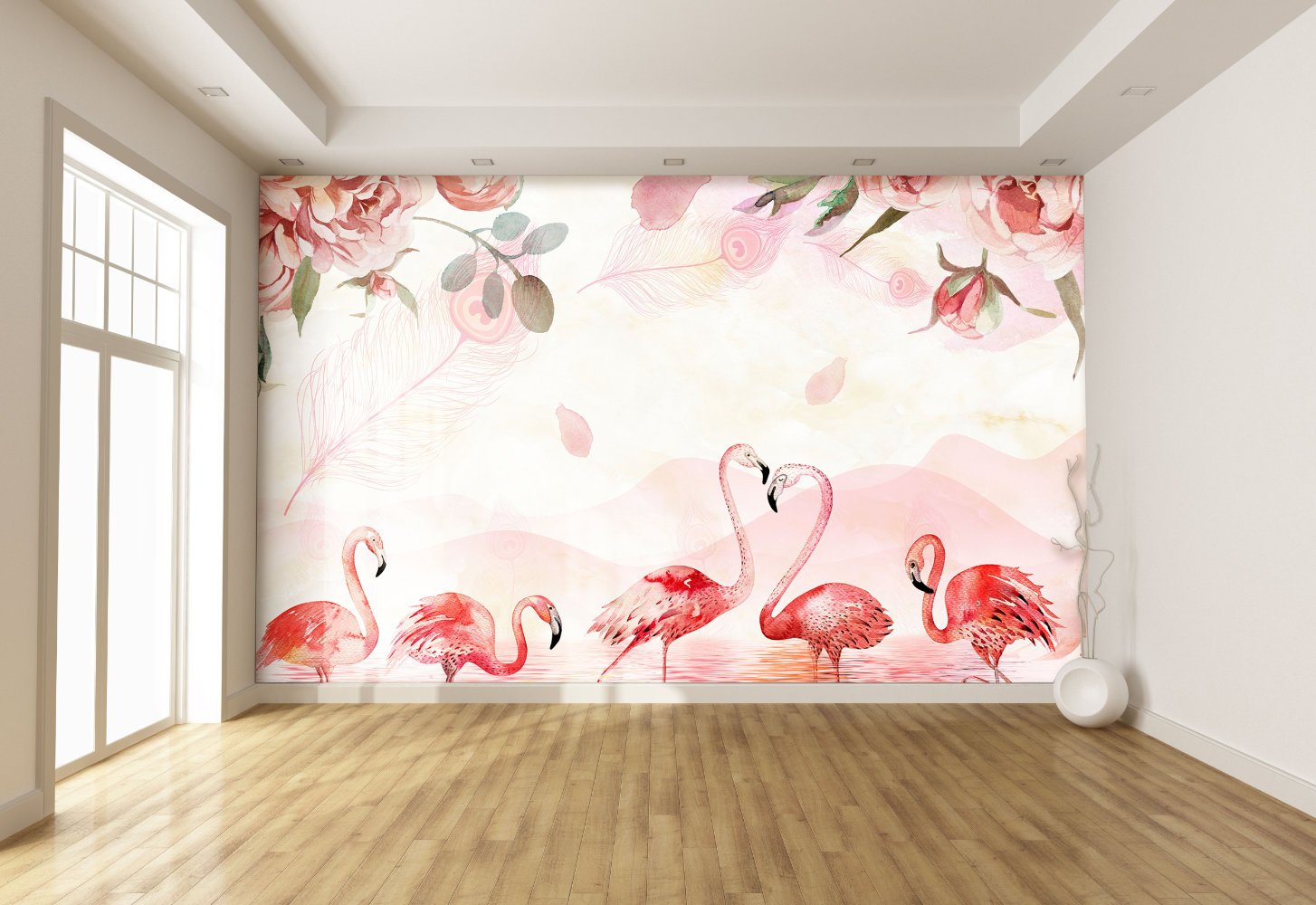 Flamingo Temalı Duvar Kumaşı
