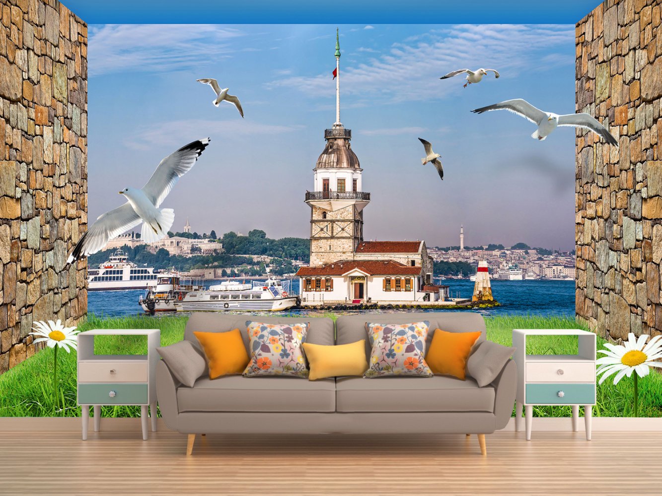 Kız Kulesi Temalı Duvar Kumaşı