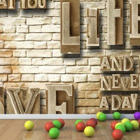 Life Yazılı Duvar Kumaşı