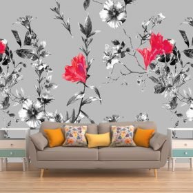 Lotus Desenli Duvar Kumaşı