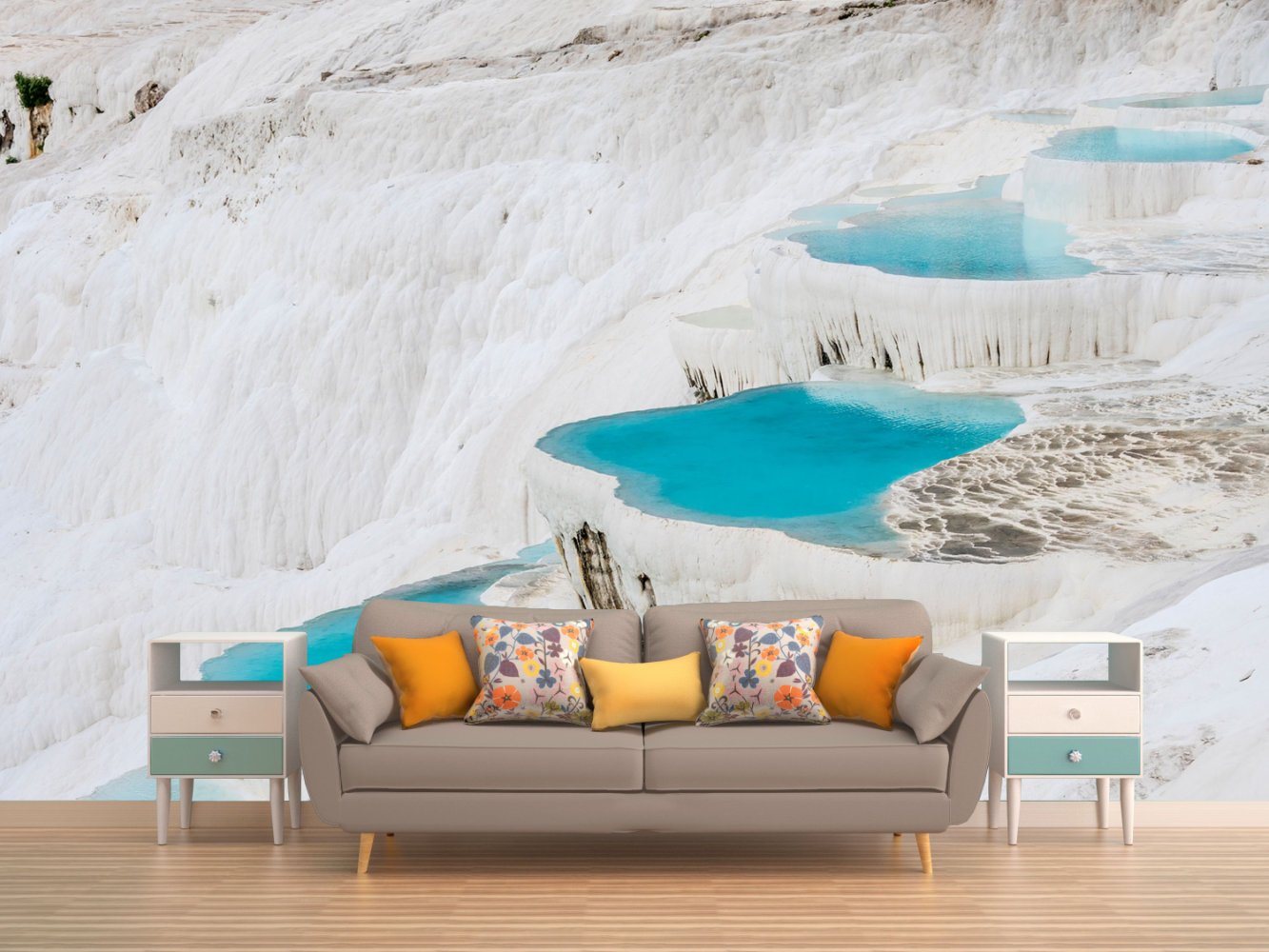 Pamukkale Travertenleri Temalı Duvar Kumaşı