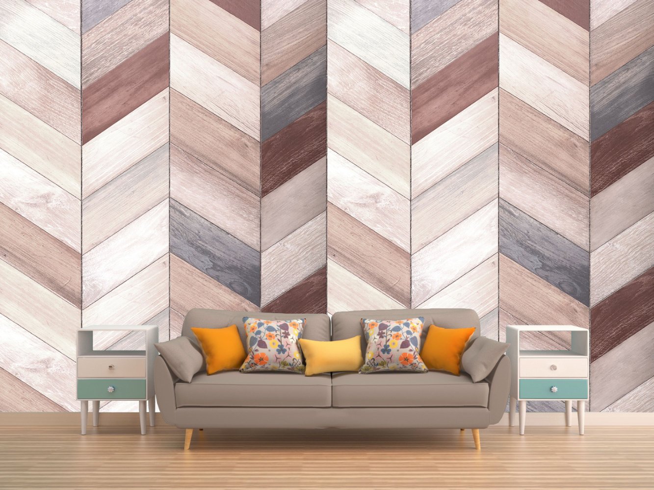 Pastel Zigzaglar Temalı Duvar Kumaşı