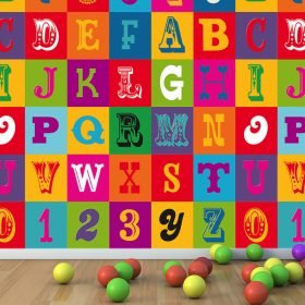 Rengarenk Alfabe Temalı Duvar Kumaşı