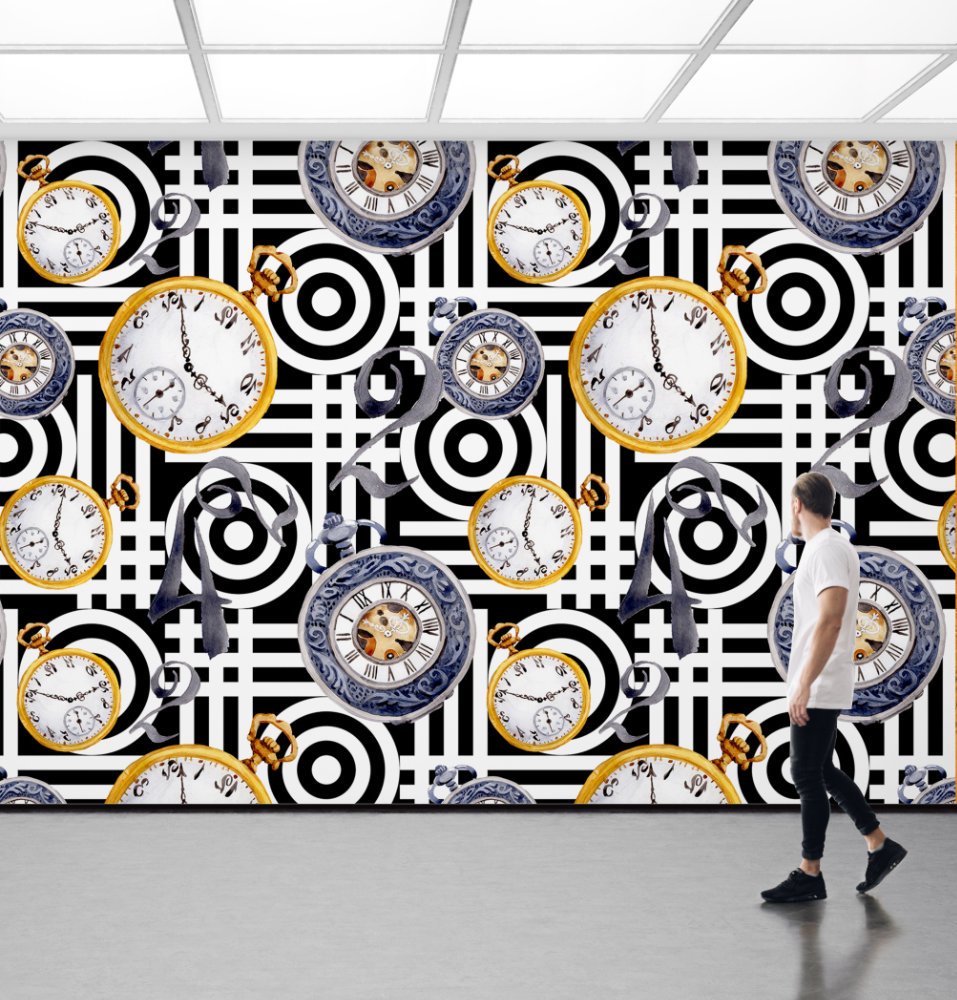 Time Temalı Duvar Kumaşı