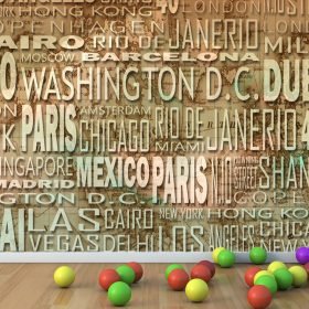 Tokyo – Paris – Washington Yazılı Duvar Kumaşı
