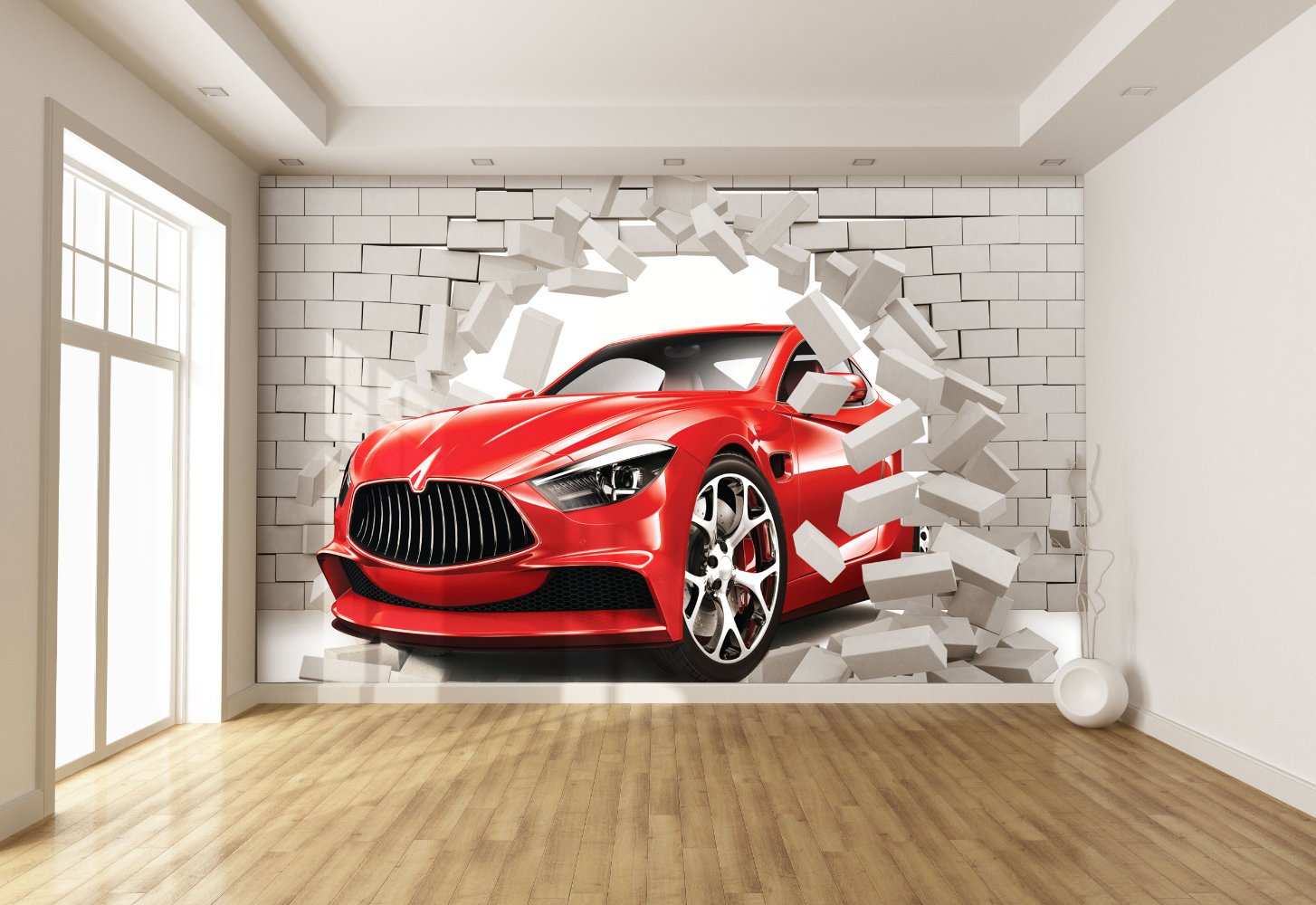 3D Araba Desenli Duvar Kumaşı - Görsel 2