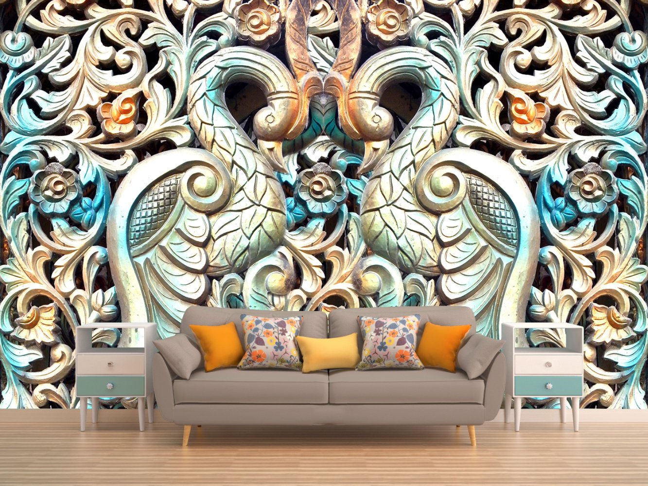 Cankuş Desenli Duvar Kumaşı